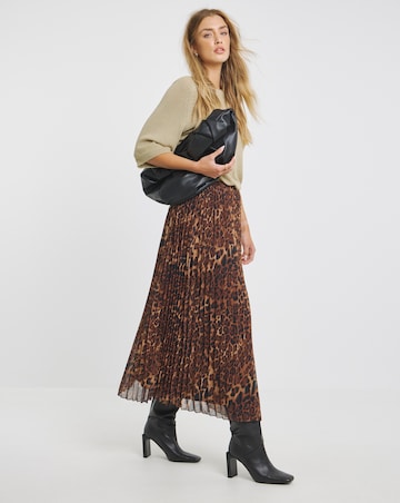 Simply Be Leopard Print Chiffon Pleated Midaxi Skirt
