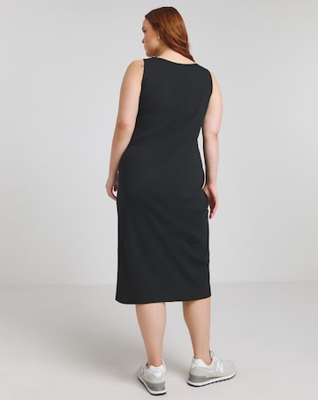 Black Ribbed Scoop Neck Midi Dress