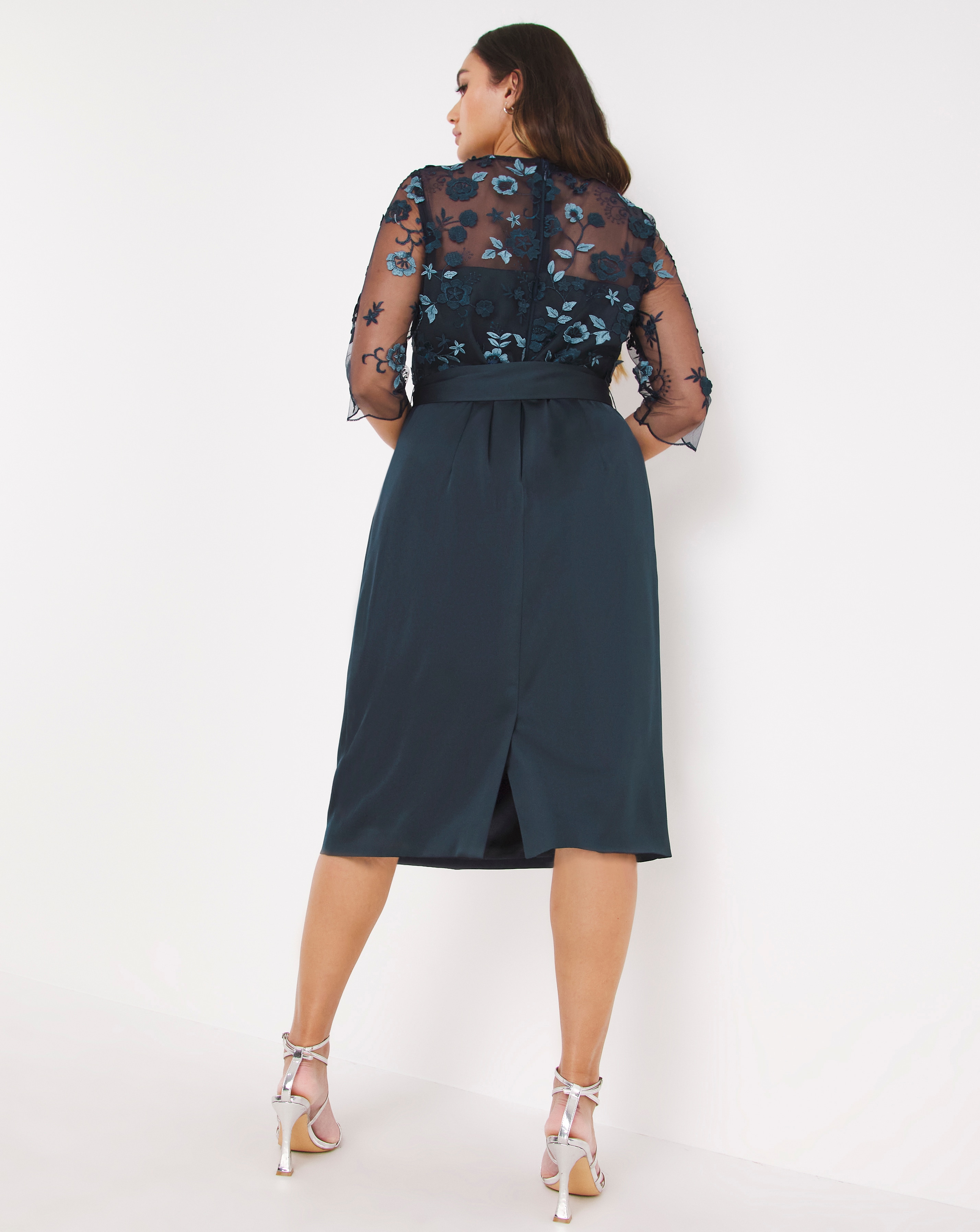 Joanna Hope Navy Embroidered Mesh Dress Simply Be