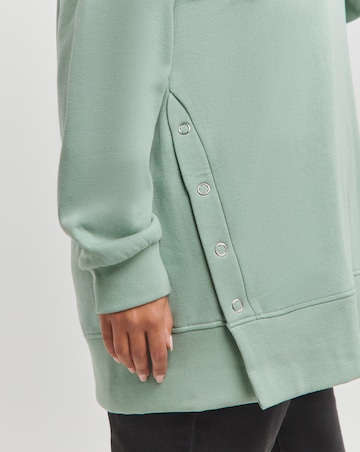 Sage Popper Side Longline Hoodie