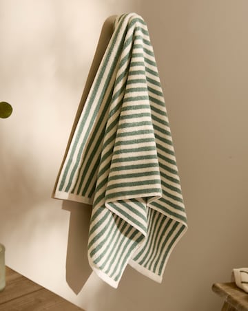 Yard Hebden Stripe Cotton Towel - Forest
