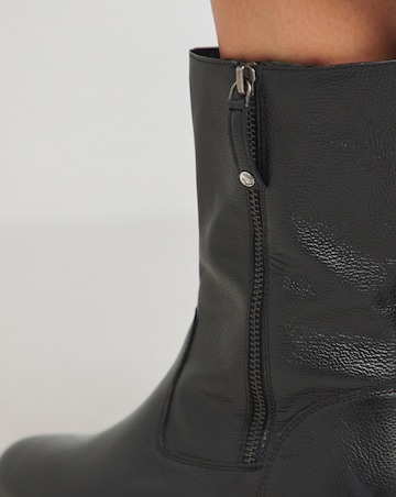 Breener Leather Outside Zip Chunky Ankle Boots - Wide Fit (E)