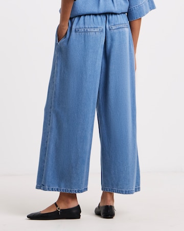 Simply Be Light Blue Tencel Denim Tie Waist Culotte Co Ord