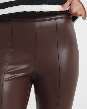 Seam Detail High Waist PU Leggings