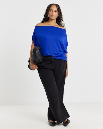 Cobalt Blue Soft Jersey Off The Shoulder Top