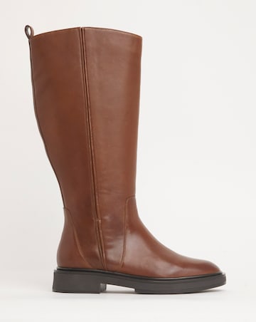 Andy Leather Stretch Seam Knee High Flat Boots Extra Wide EEE Fit Curvy Calf