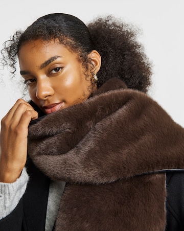 Faux Fur PU Trim Scarf