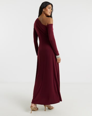 Flounce London Jersey Asymetric Ruched Midaxi Dress