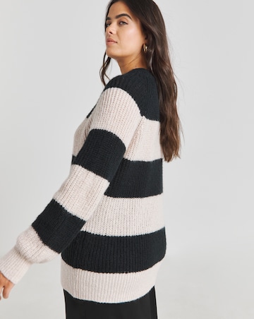 Simply Be Monochrome Stripe Fluffy Jumper