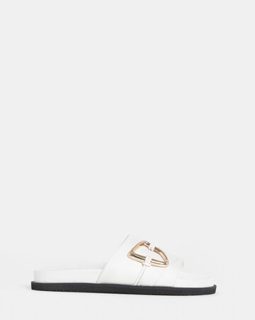 Utica Oversized Trim Leather Mule Sandals - Wide Fit (E)