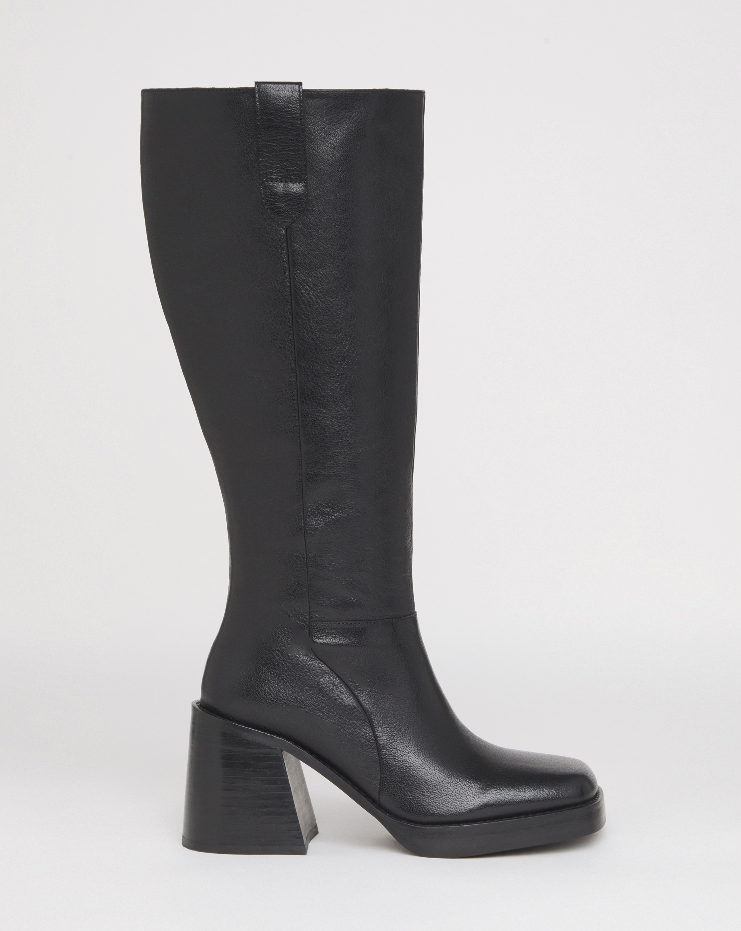 Cloudy Leather Platform Knee High Boots Wide Fit (E) Super
