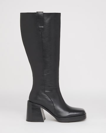 Cloudy Leather Platform Knee High Boots Extra Wide EEE Fit Super Curvy Calf
