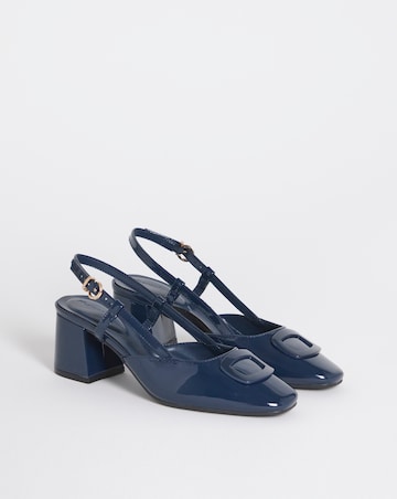 Luella Heeled Slingbacks With Buckle Trim - Extra Wide Fit (EEE)