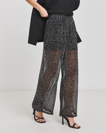 Mono Spot Wide Leg Chiffon Trousers