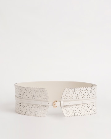 Ivory Cut Out Detail Waist Corset Belt