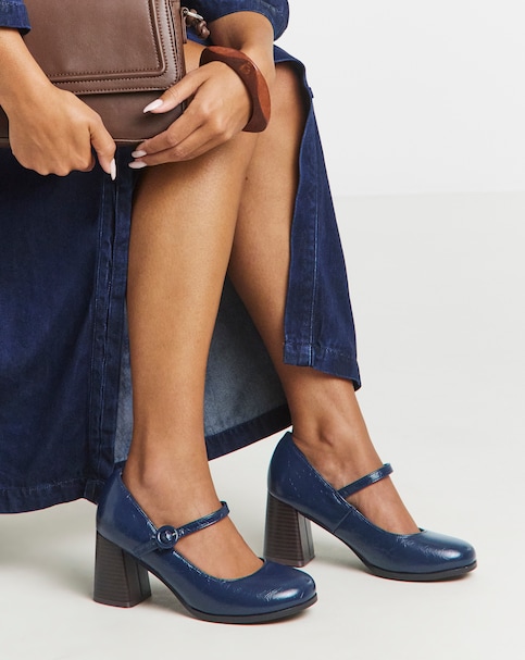 Elodie Vintage Mary Jane Platform Court Shoes - Wide Fit (E)