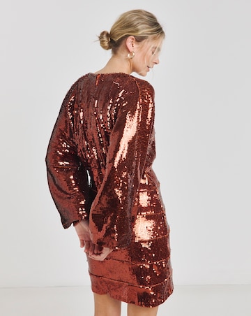 Premium Super Stretch Sequin Dress with Exaggerated Sleeve