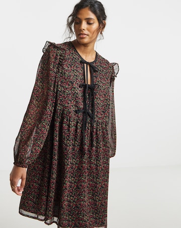Ditsy Print Bow Detail Skater Dress