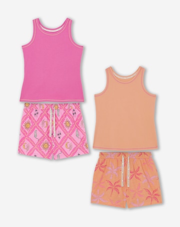 Pretty Secrets (2 Pack) Ribbed Vest Pyjama Short Sets