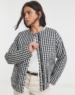 Black Quilted Gingham Jacket
