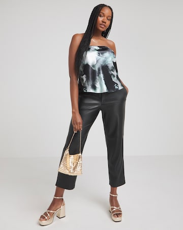 Abstract Print Satin Bandeau Top