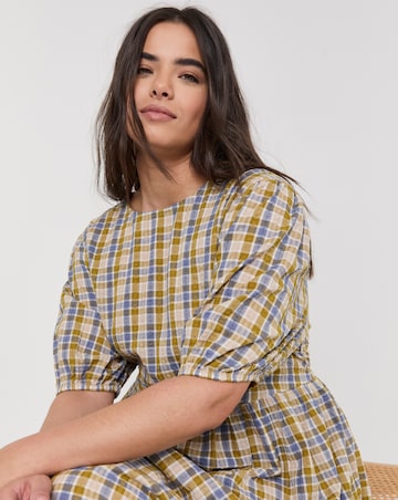 Native Youth Check Cut Oout Back Midi Dress