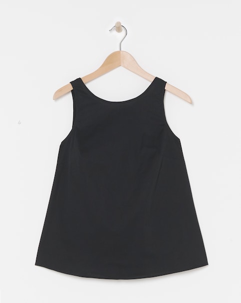 Simply Be Black Bow Back Poplin Top