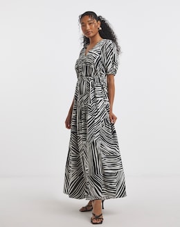 Flounce London Black Crepe Printed Maxi Dress