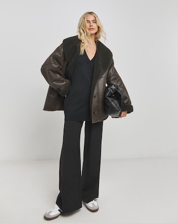 Black Slouchy V Neck Tunic