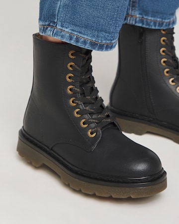 Heavenly Feet Justina Lace Up Chunky Boot Wide E Fit