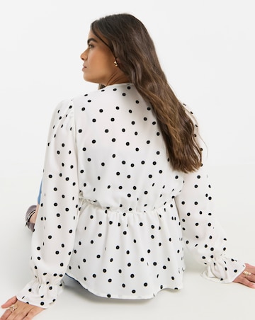 Mono Spot Wrap Front Blouse