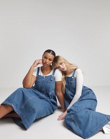 Mid Wash Midaxi Pocket Detail Apron Dress
