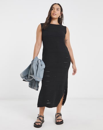 Simply Be Black Crochet Midi Dress