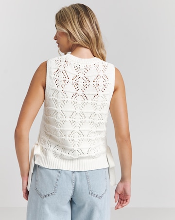 Cream Cotton Tie Side Knitted Tank Top