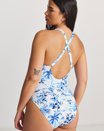Figleaves Lisbon Palm Print Plunge Swimsuit