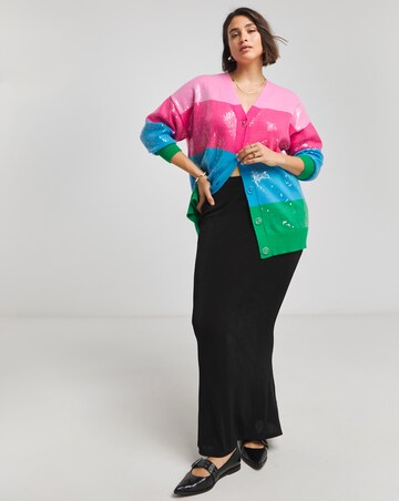 Simply Be X Twisted Wunder Rainbow Stripe Sequin Cardigan