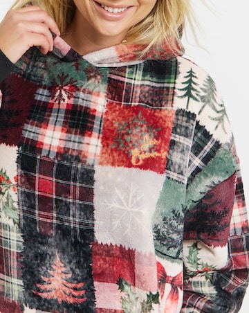 Joe Browns Christmas Patchwork Fleece Hooded Lounge Dress