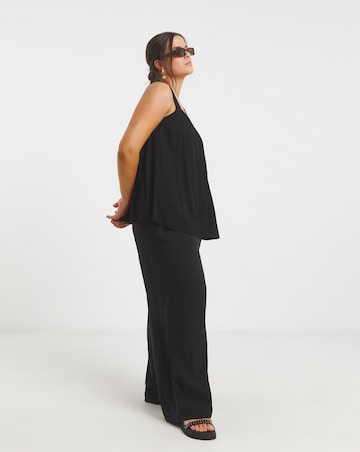 Simply Be Black Crinkle Ruched Strap Cami