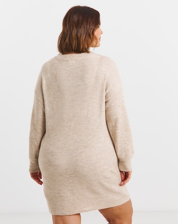 Simply Be Oatmeal Crew Neck Mini Dress