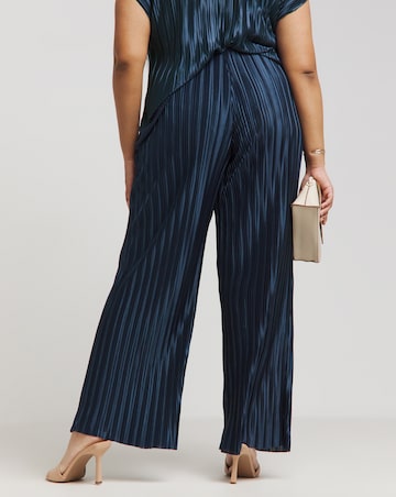 Joanna Hope Metallic Plisse Wide Leg Trousers