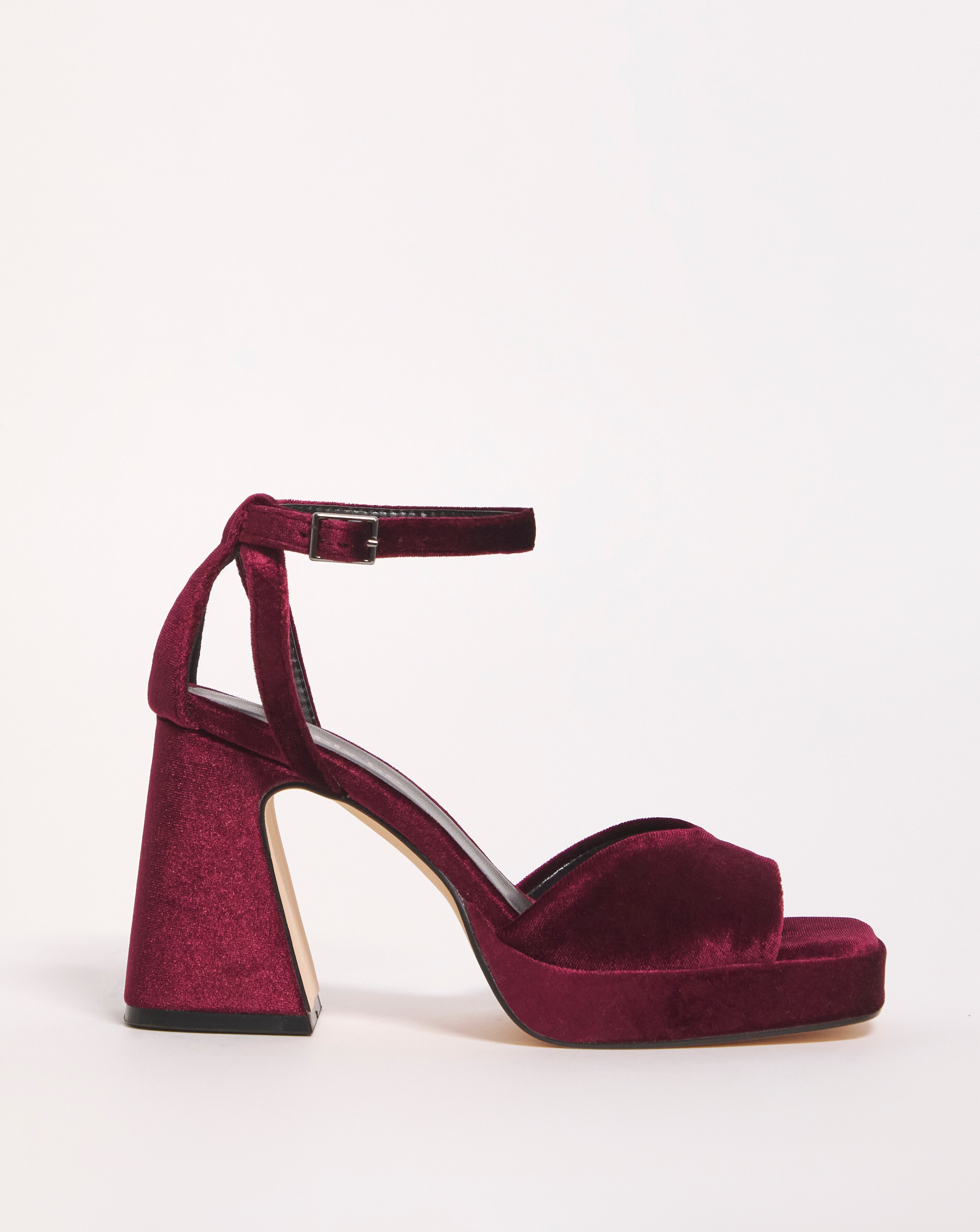 Red velvet store platform sandals