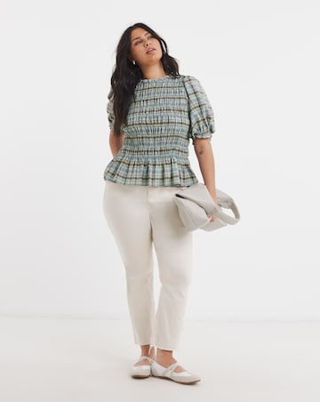Multi Check Peplum Blouse
