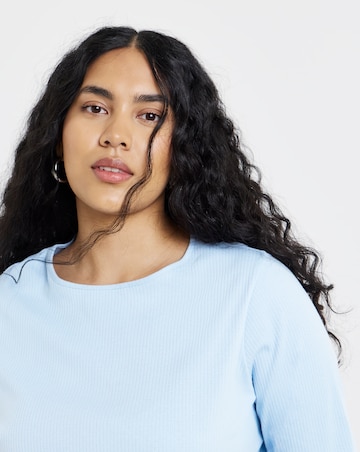 Simply Be Black, Blue & Pink 3 Pack Long Sleeve Rib Tops