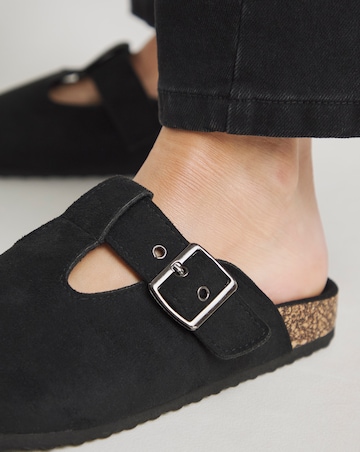 Valetta Buckle Closed Toe Cut Out Mules - Wide Fit (E)