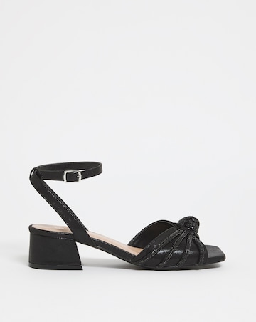 Elsie Diamante Low Block Heeled Sandals Ex Wide Fit