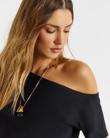 Black Slub Jersey Off The Shoulder Top