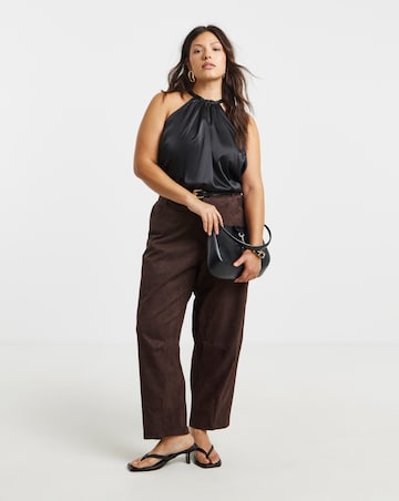 Simply Be Suedette Barrel Leg Trousers
