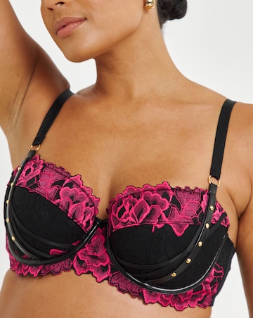 Ann Summers Tell Me About It Padded Balcony Wired Bra Black/Pink