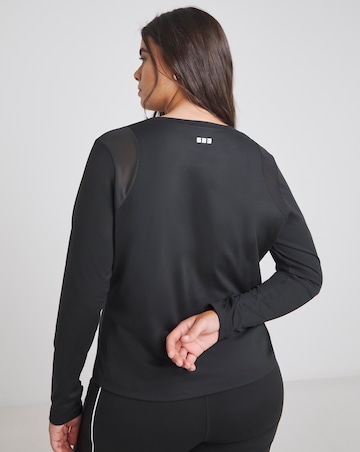 Simply Be Black Active Sheer Shoulder Long Sleeve Top