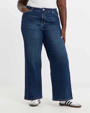 99 1 Indigo Comfort Stretch Slouchy Wide Leg Jeans